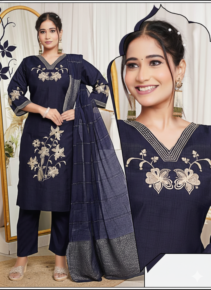 Vartican Silk Daily Wear Suit with Embroidery