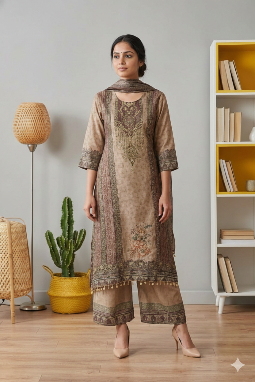 Chinon Party Wear Suit with Hand Work