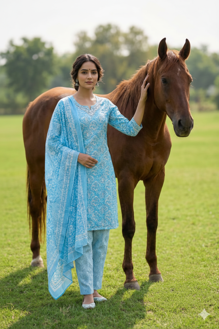 Pure Cotton Daily Wear Suit with Hand Work