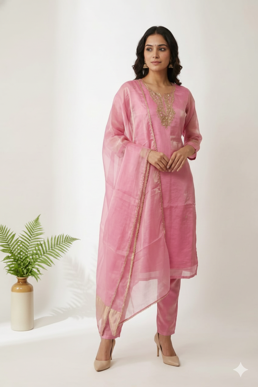 Fandy Fabric Heavy Work Party Wear Suit